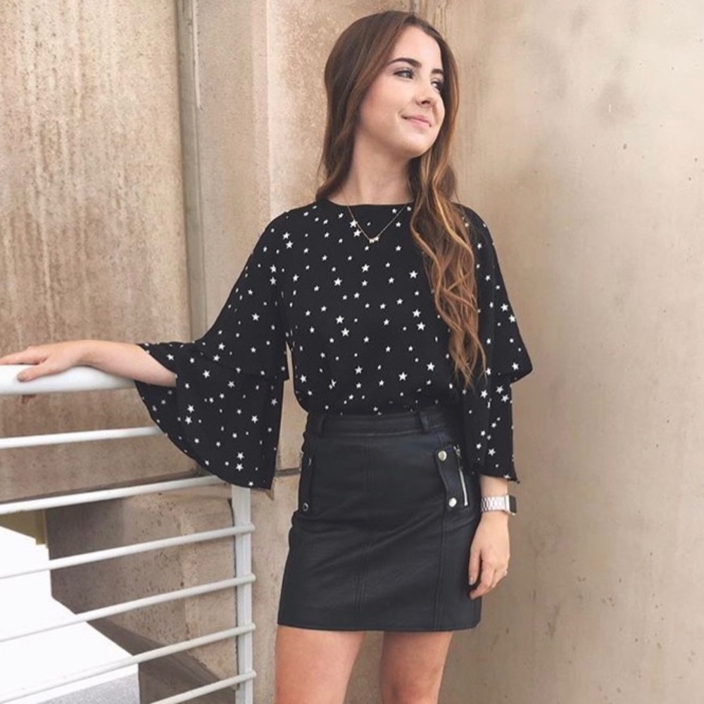 J.O.A Bell Sleeve Star Top